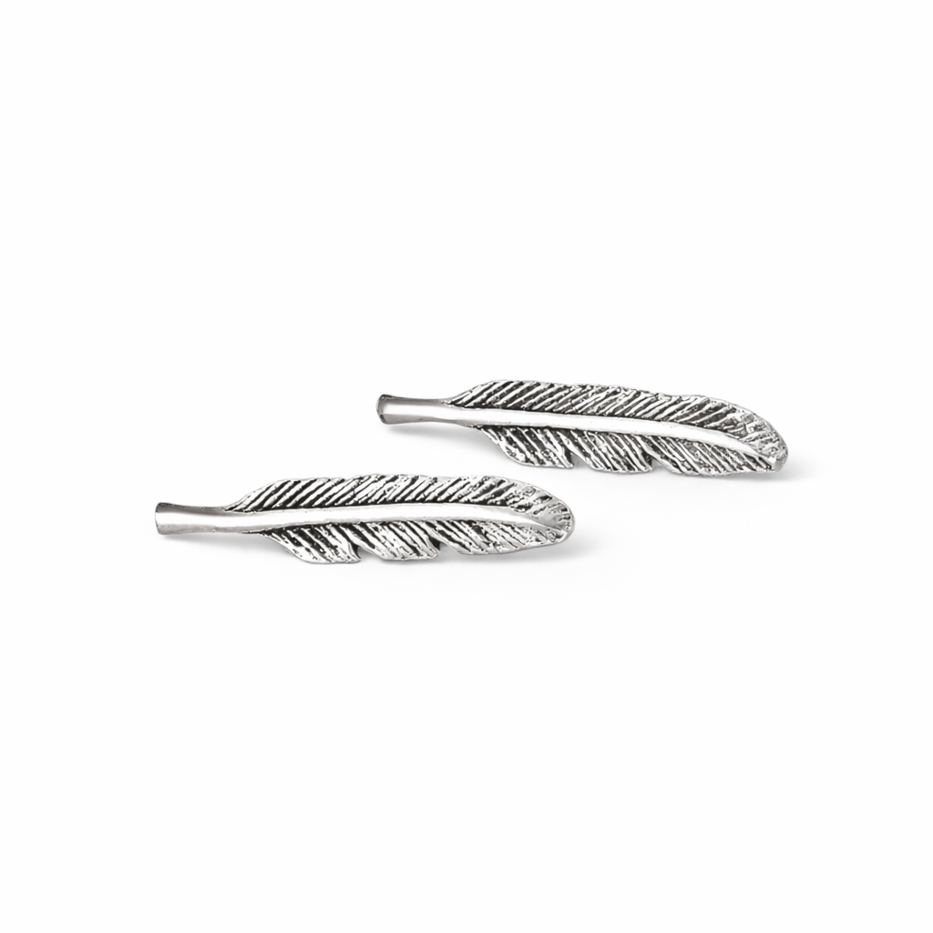 Sterling Silver Stud-Back Feather Earrings