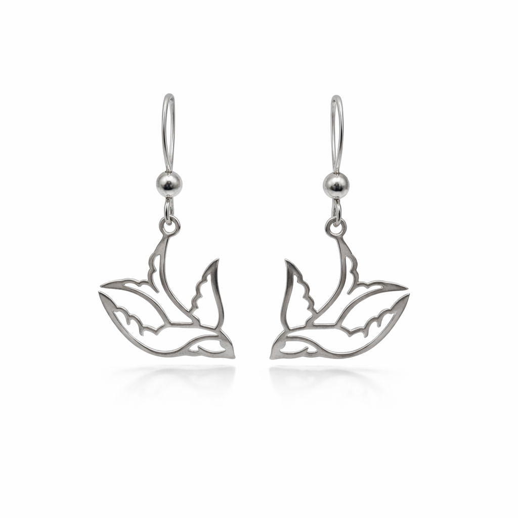 Silver Bird Hook Earrings