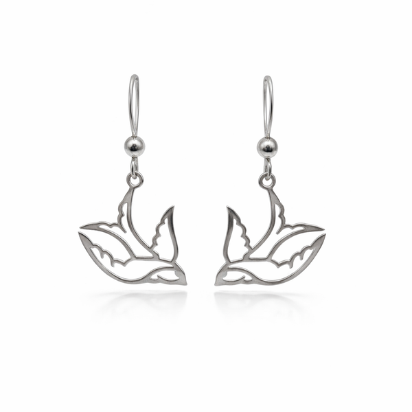 Silver Bird Hook Earrings