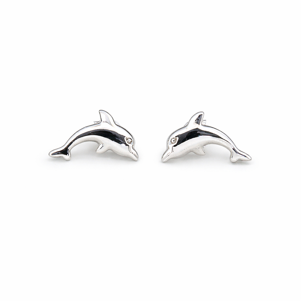 Sterling Silver Dolphins Stud Earrings