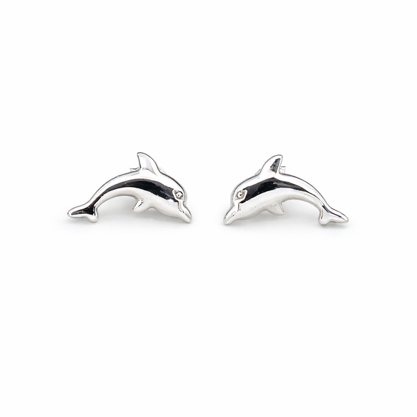 Sterling Silver Dolphins Stud Earrings