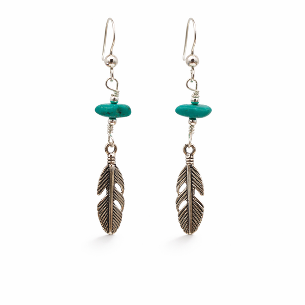 Sterling Silver Feather Hook Earrings