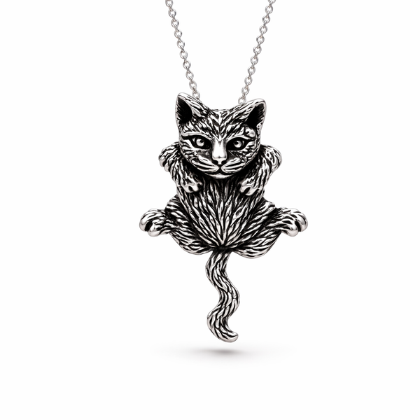 Sterling Silver Cat Pendant Necklace