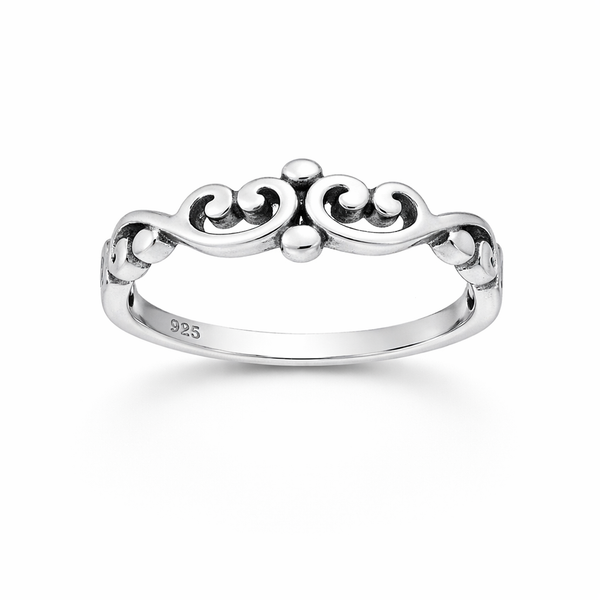 Sterling Silver Oxidised Scroll Ring