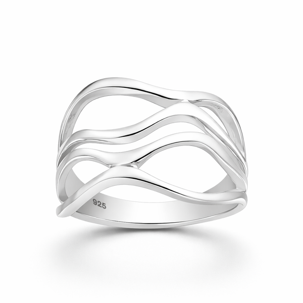 Sterling Silver Wave Crossover Ring