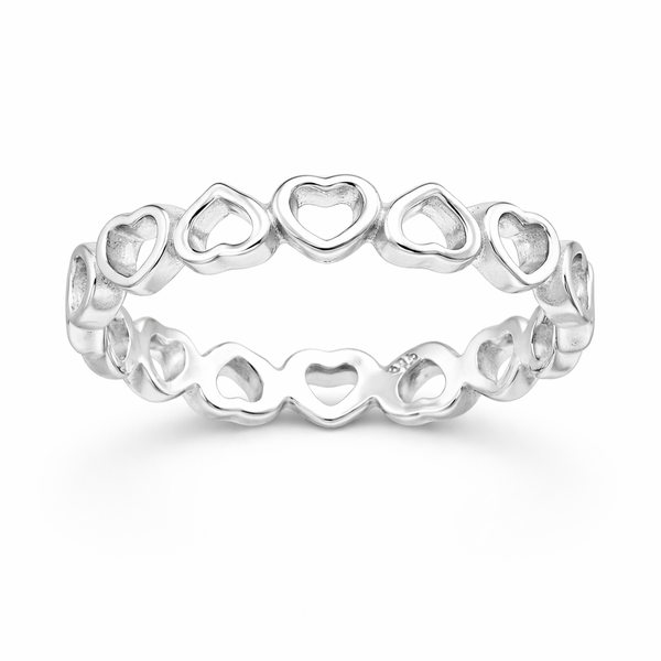 Sterling Silver Hearts Band Ring