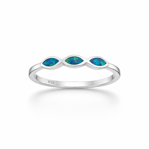 Sterling Silver Ring Decorated with Blue Opal