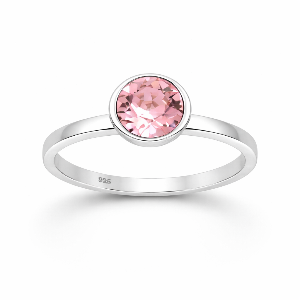 Sterling Silver Rose Austrian Crystal Ring