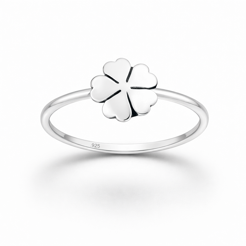 Silver Oxidised Clover Ring