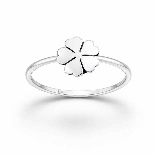 Silver Oxidised Clover Ring
