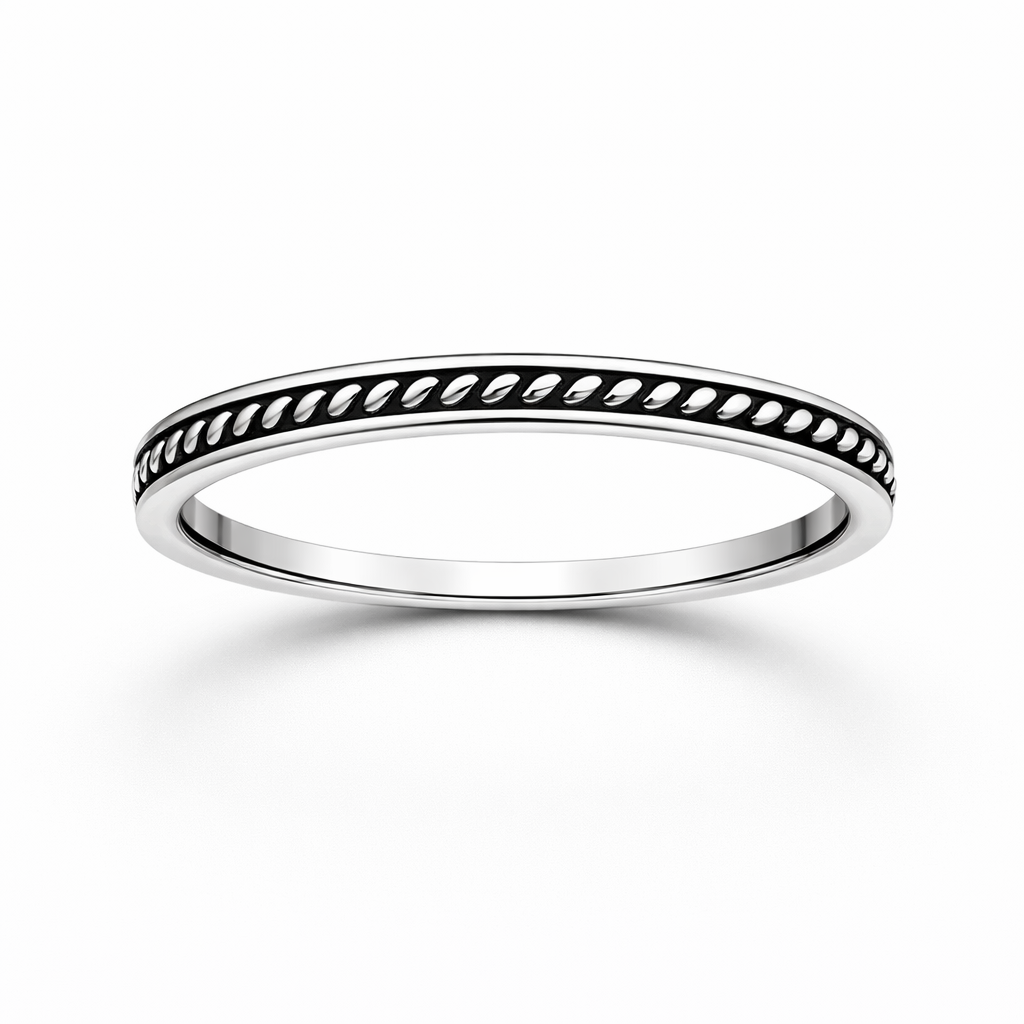 Sterling Silver Oxidised Balinese Midi Ring