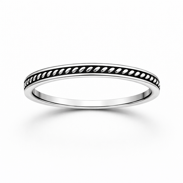 Sterling Silver Oxidised Balinese Midi Ring