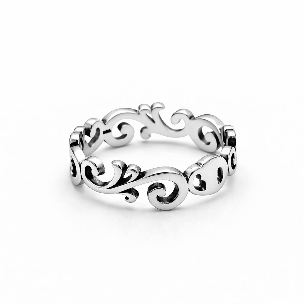 Sterling Silver Oxidised Swirl Ring