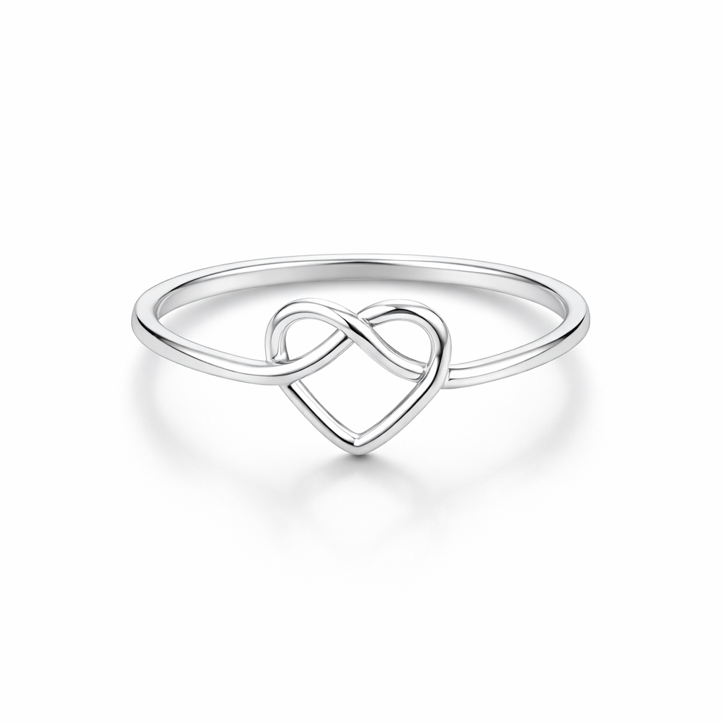 Silver Heart Knot Ring