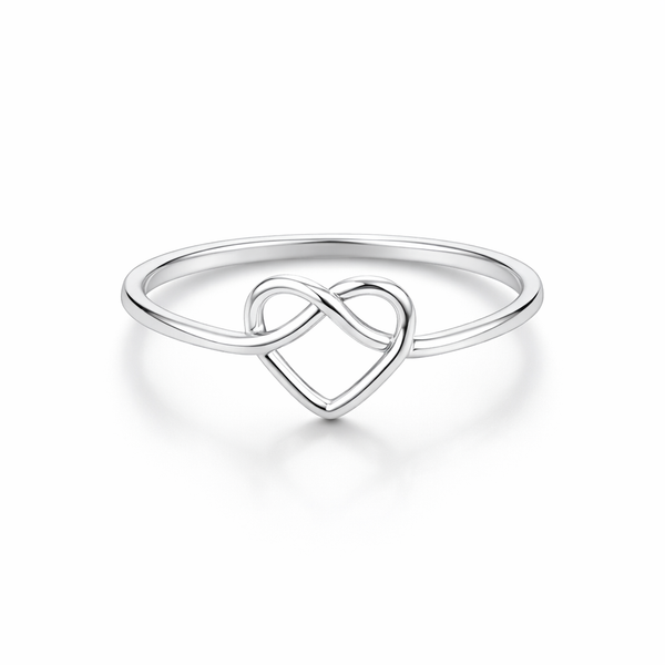 Silver Heart Knot Ring