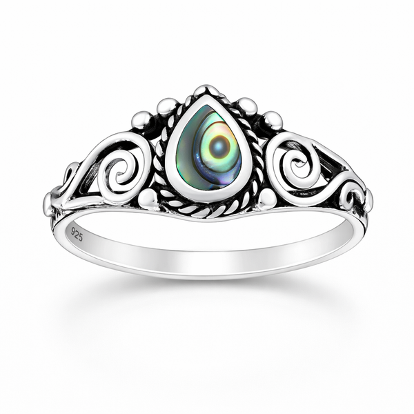 Sterling Silver Ring Decorated With Abalone