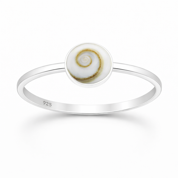 Sterling Silver Ring with Shiva Shell