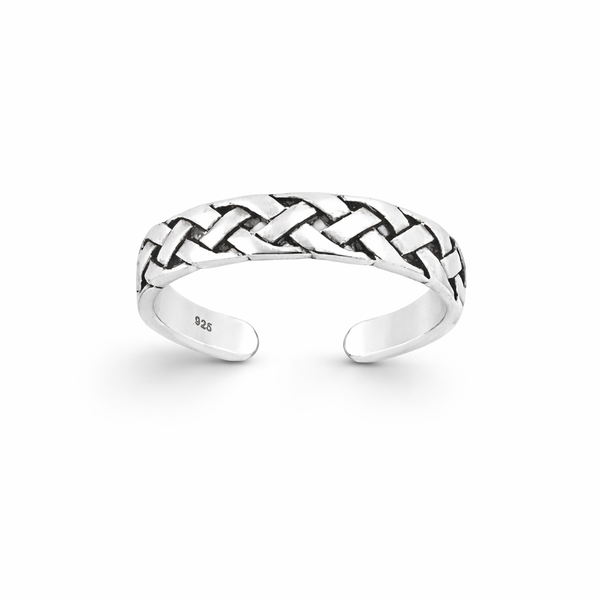 Sterling Silver Oxidized Weave Toe Ring