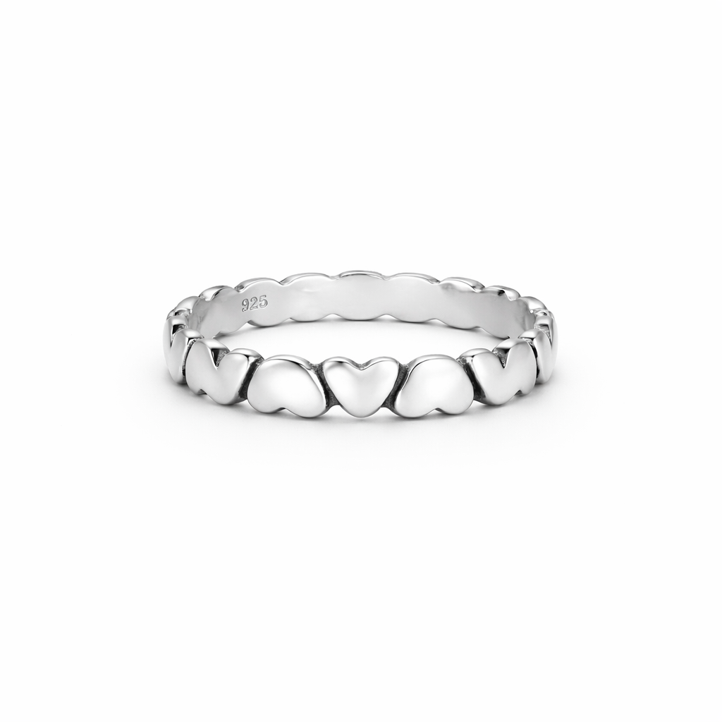 Sterling Silver Oxidized Heart Band Ring