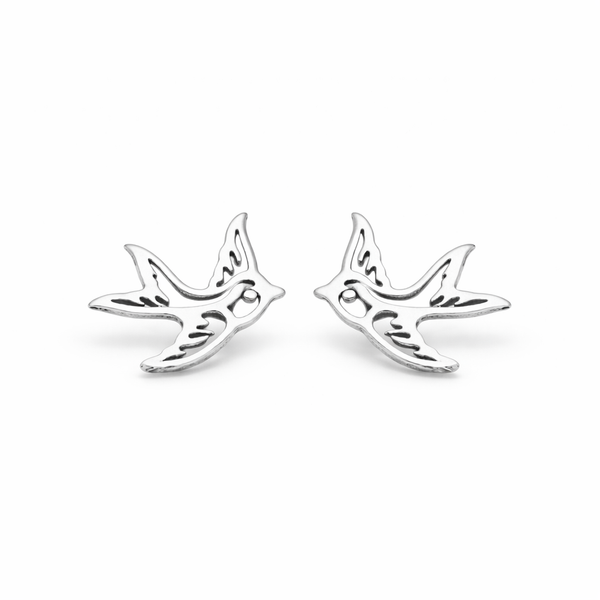 Sterling Silver Bird Stud Earrings