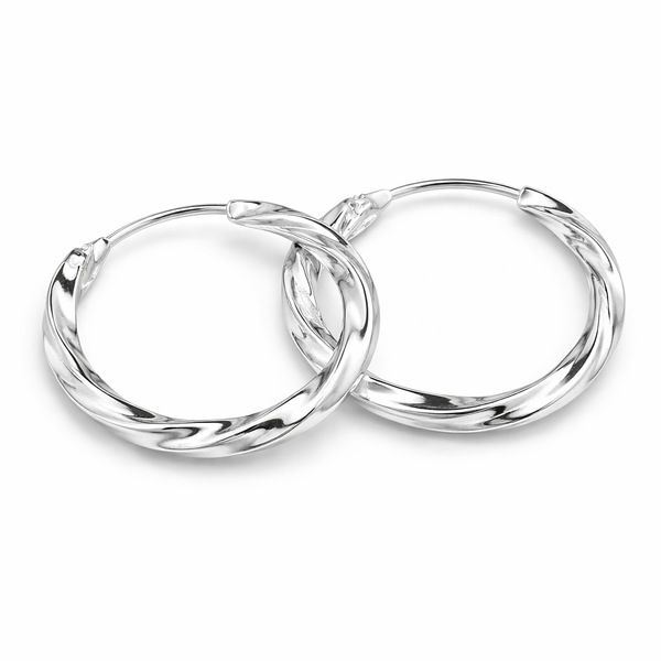 Sterling Silver Twist Hoop Earrings