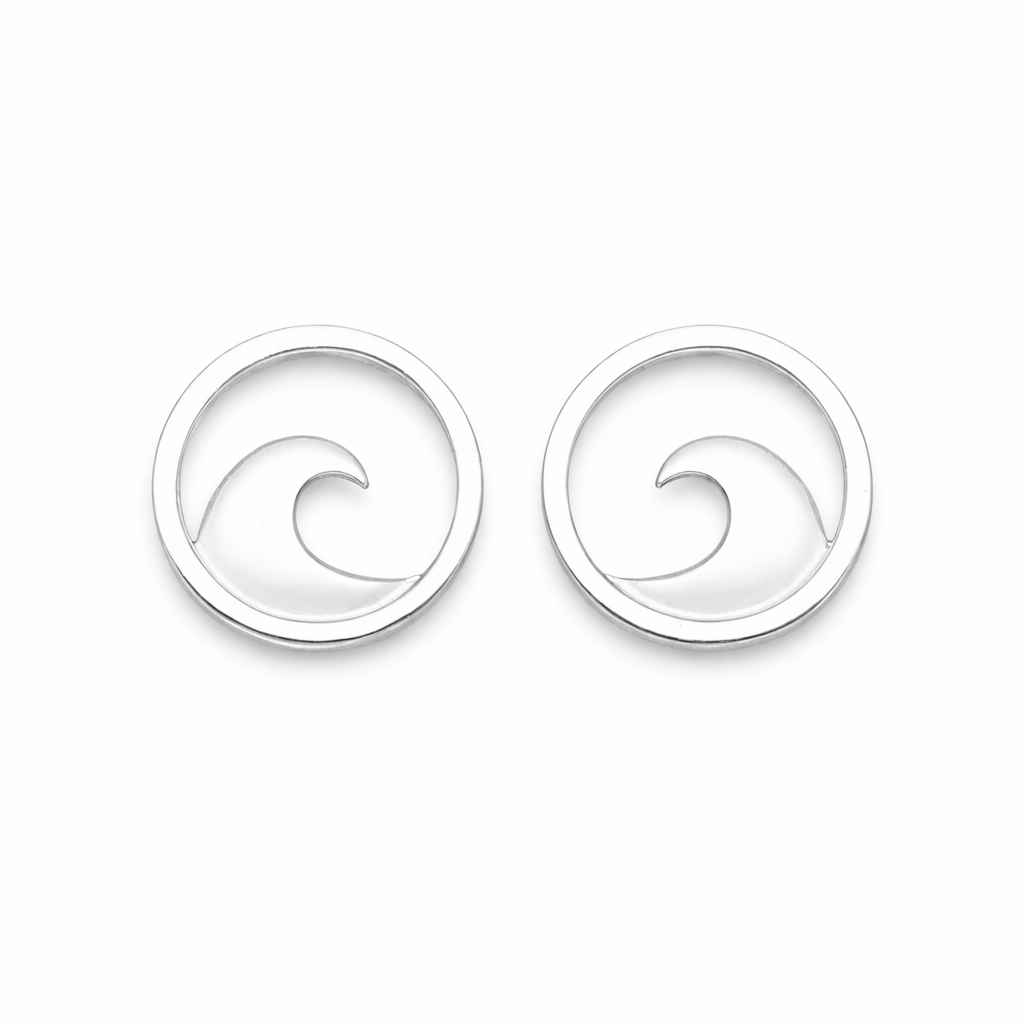 Sterling Silver Wave Stud Earrings
