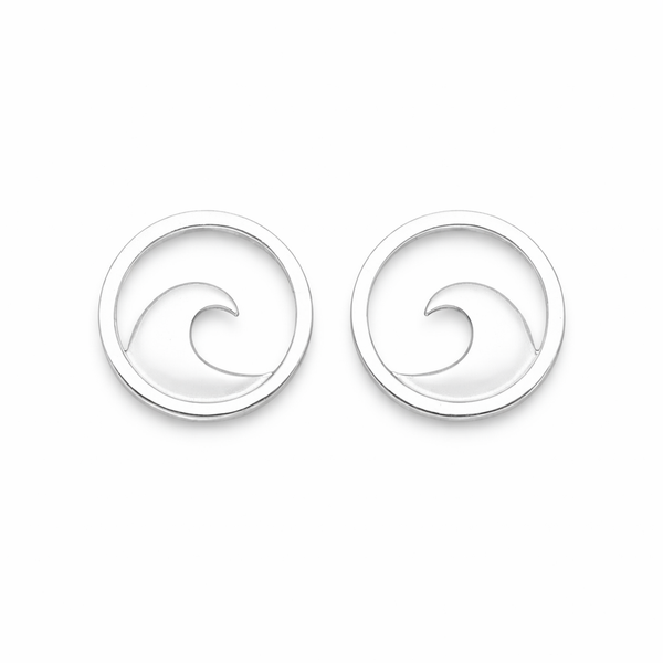 Sterling Silver Wave Stud Earrings