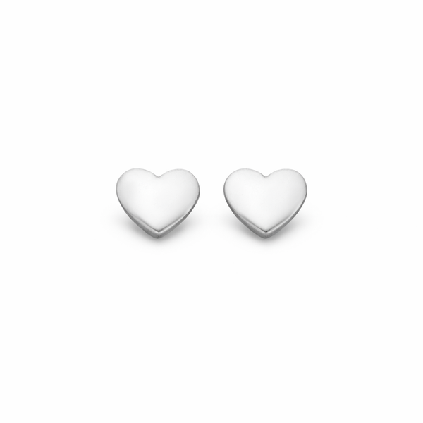 Silver Heart Stud-Back Earrings