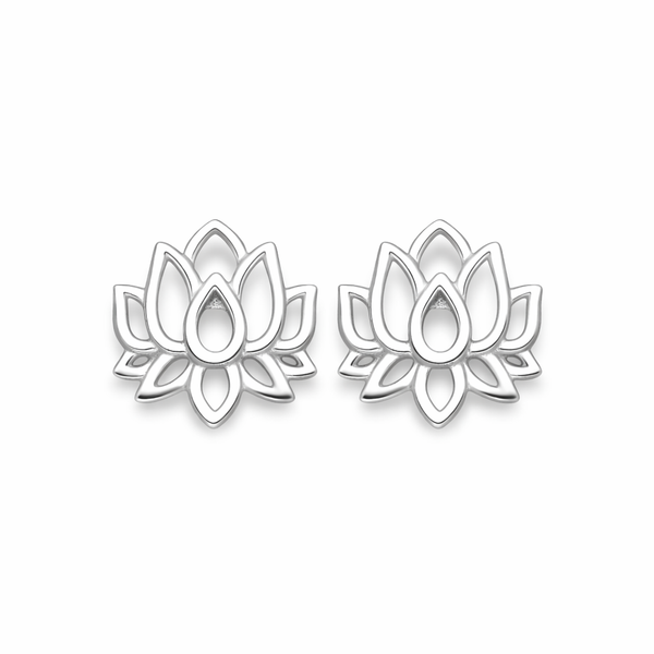 Sterling Silver Lotus Stud-Back Earrings