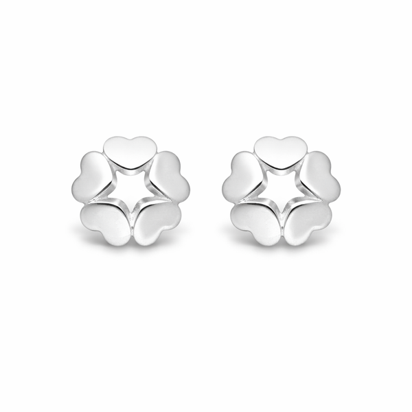 Sterling Silver Stud-Back Heart Earrings
