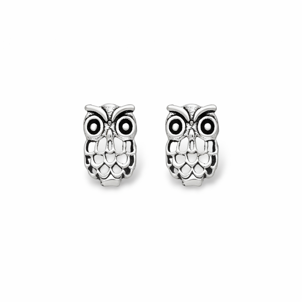 Sterling Silver Owl Earrings Stud Eaerrings