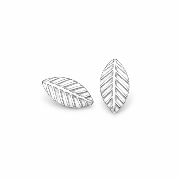 Sterling Silver Leaf Stud Earrings