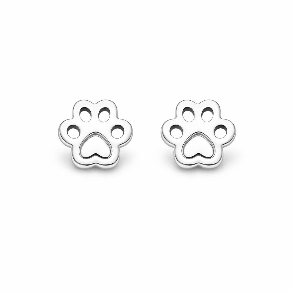 Sterling Silver Paw Stud Earrings