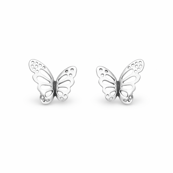 Sterling Silver Oxidised Butterfly Stud Earrings
