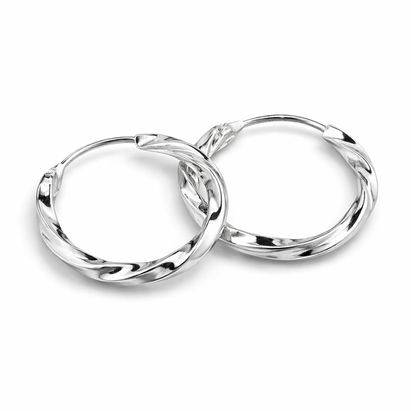 Sterling Silver Twisted Hoop Earrings