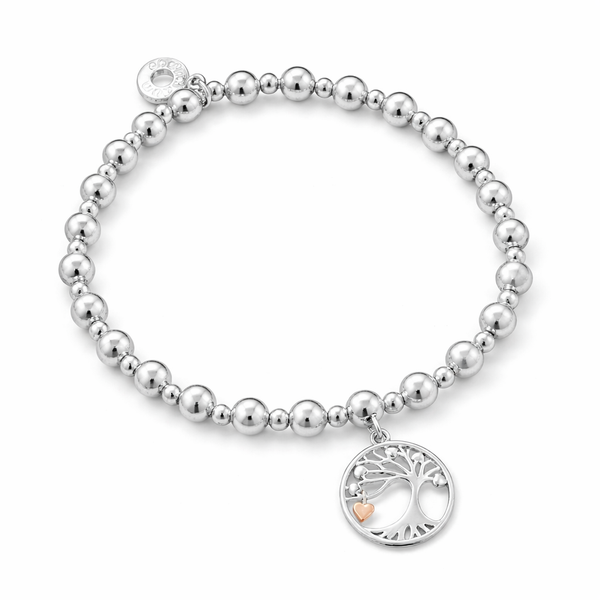 Two Tone Tree of Life Heart Bead Bracelet