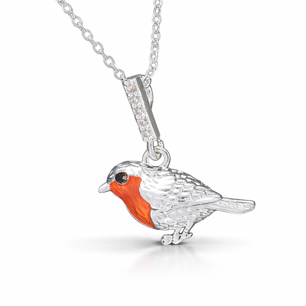 Robin Charm Silver Plated Necklace