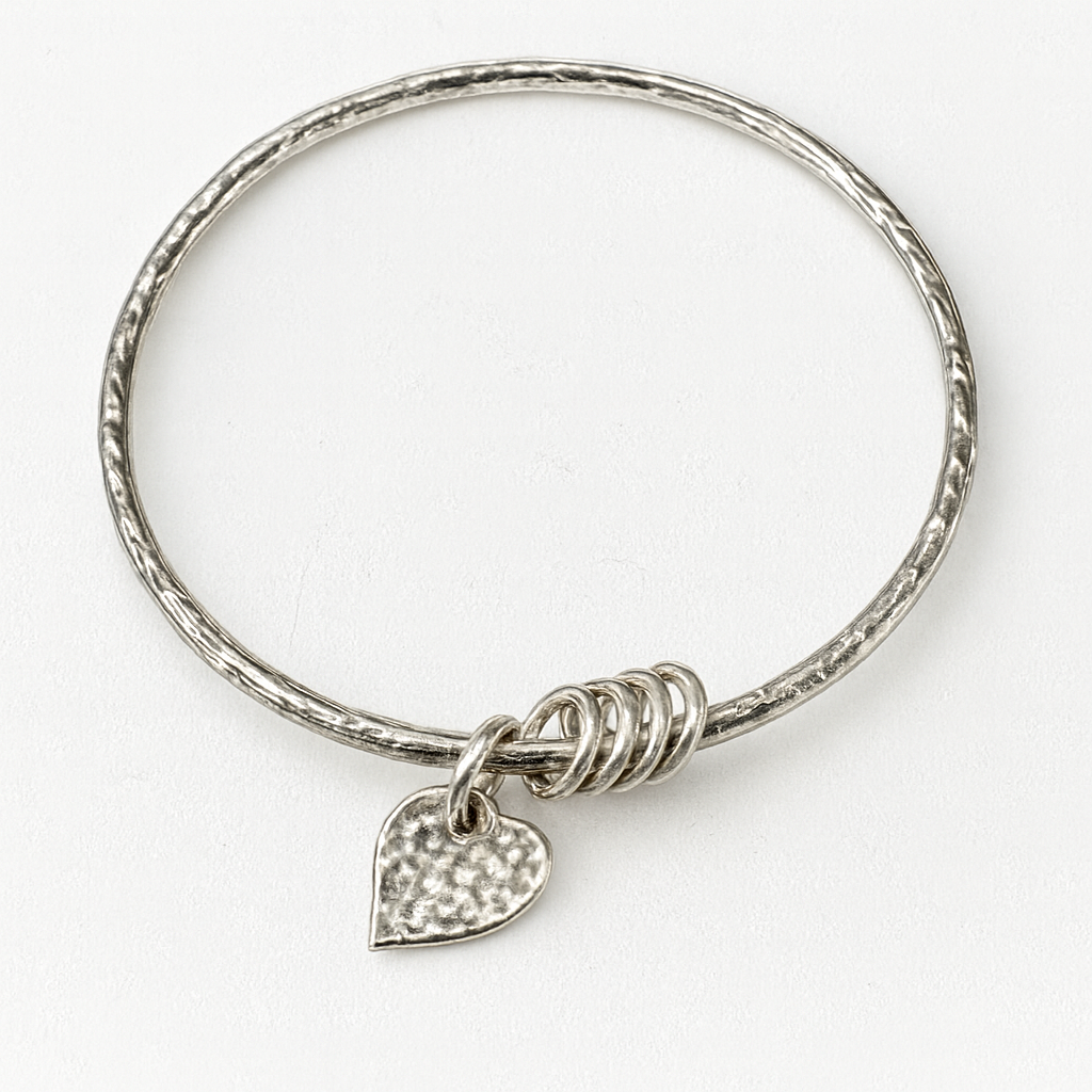 Sterling Silver Hammered Bangle - 3mm