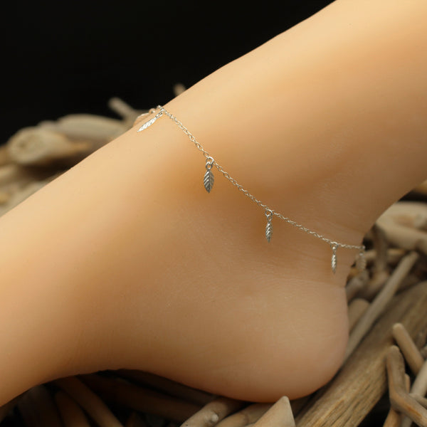 Silver Leaf Anklet