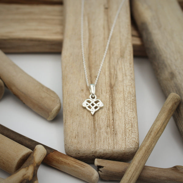 Silver Celtic Heart Pendant Necklace