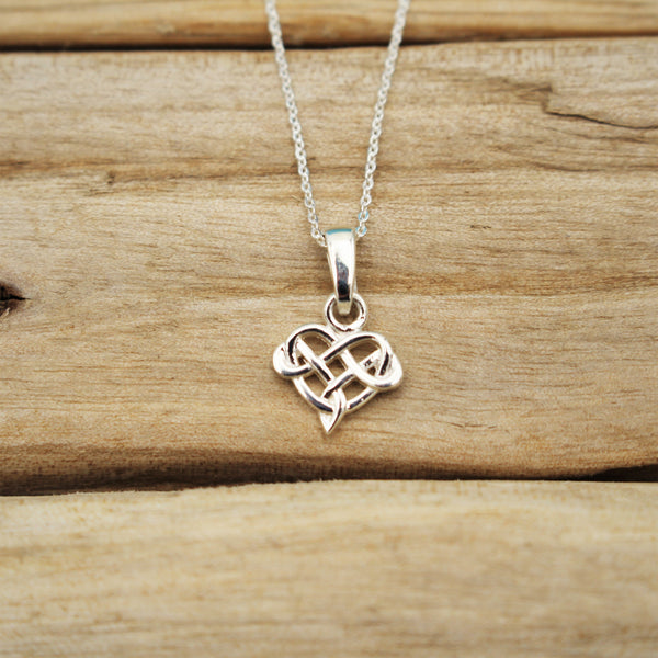 Silver Celtic Heart Pendant Necklace