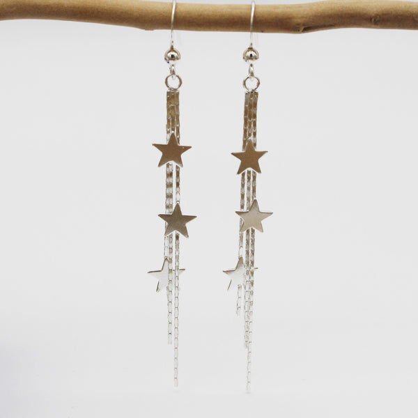 Silver Star Hook Earrings