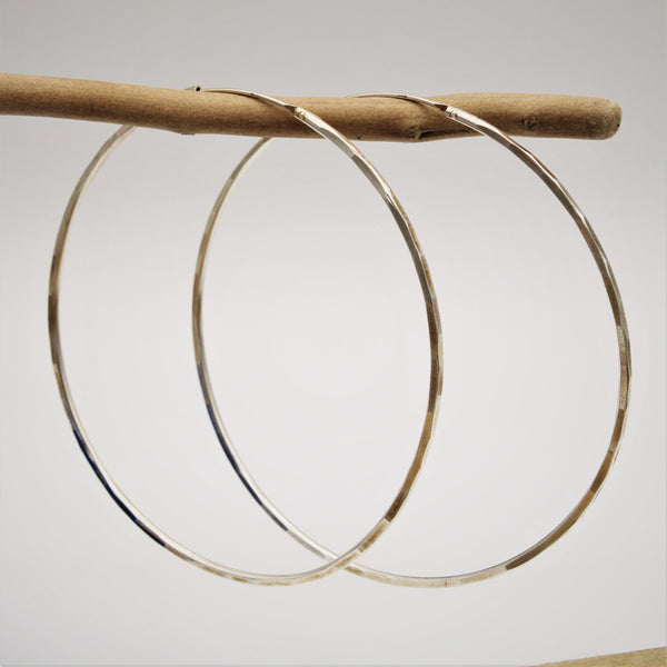 Silver Texture Hoop Earrings