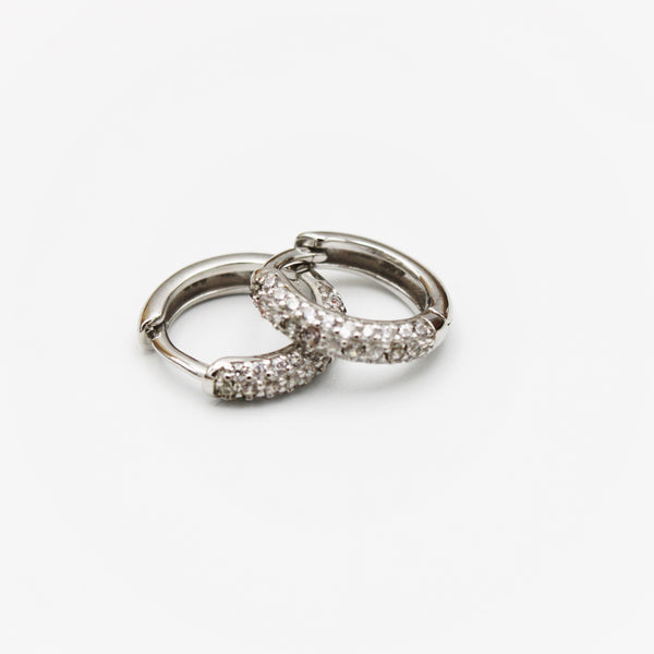 Sterling Silver and Cubic Zirconia Hoop Earrings