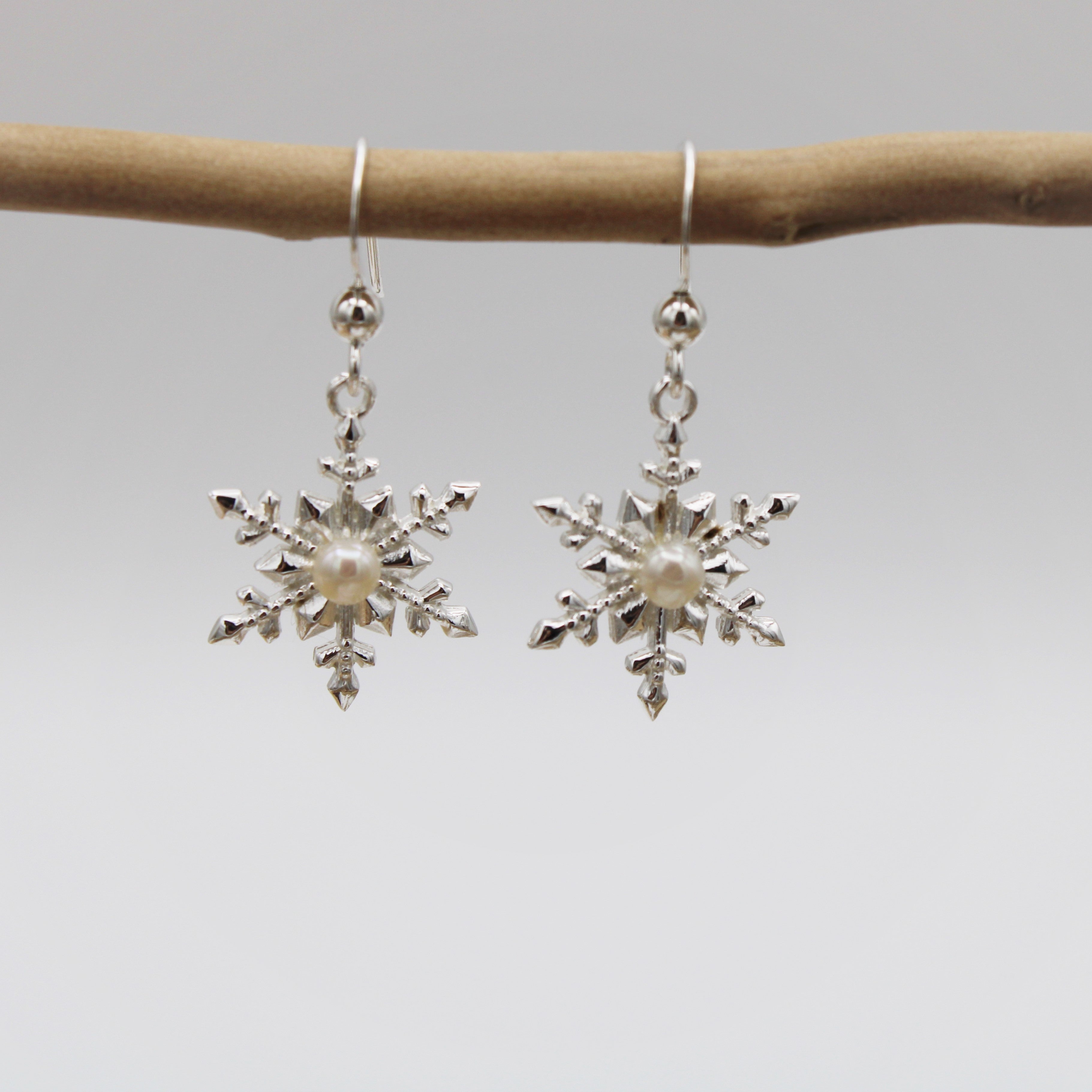 Silver Snowflake Hook Earrings