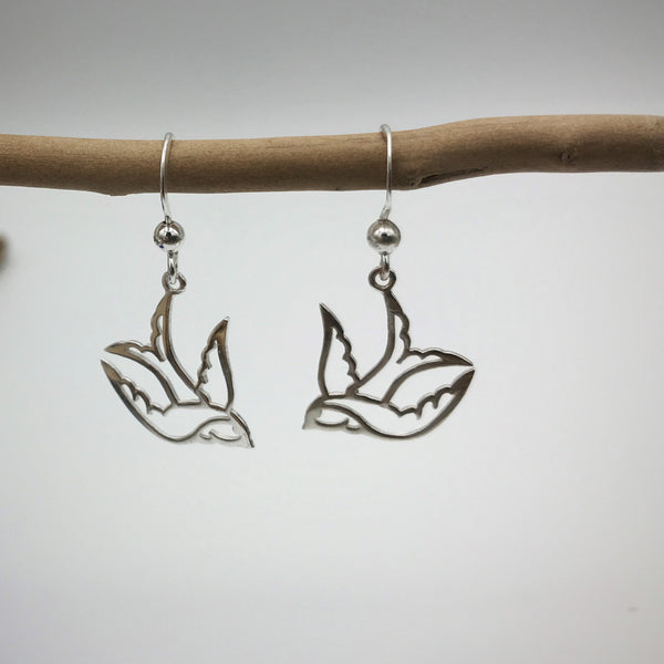 Silver Bird Hook Earrings