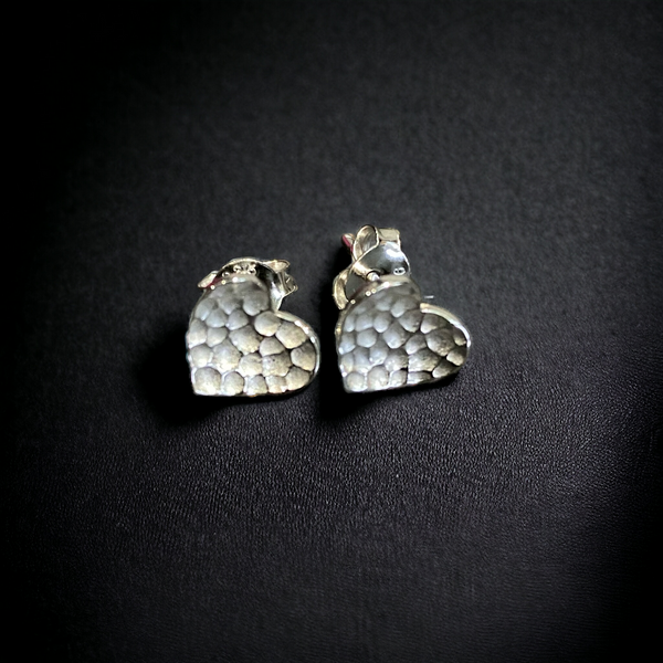Hammered Heart Stud Earrings