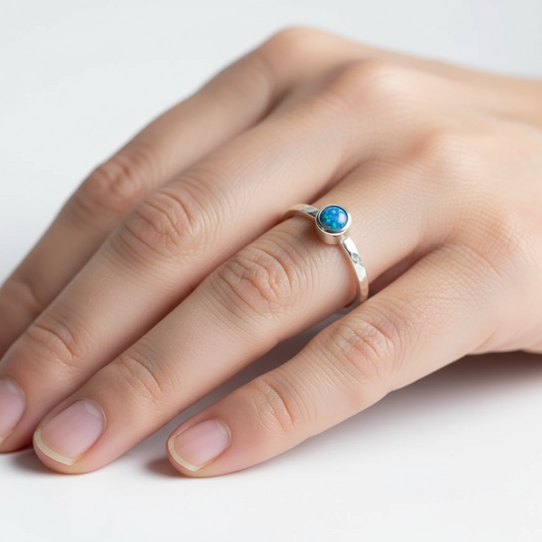Sterling Silver Blue Opal Ring