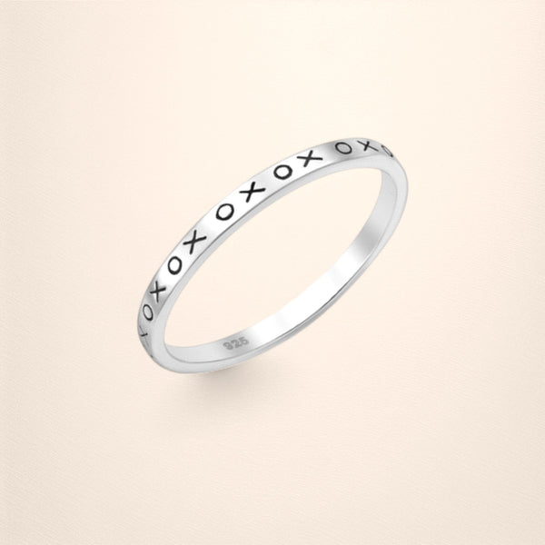 Sterling Silver "XOXO" Band Ring