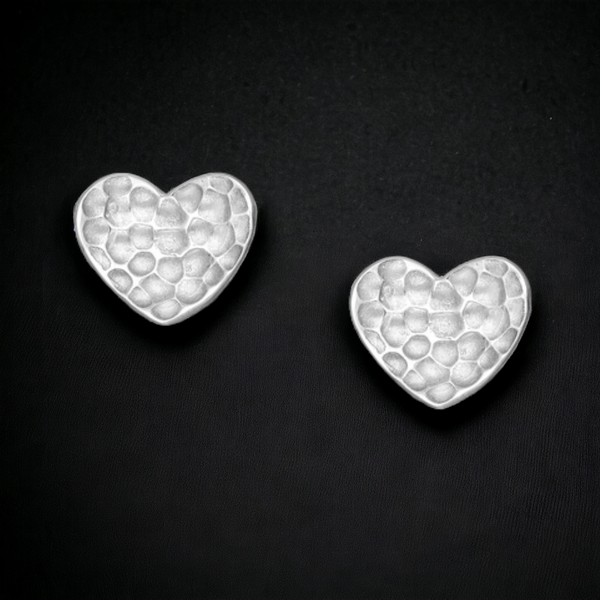 Hammered Heart Stud Earrings
